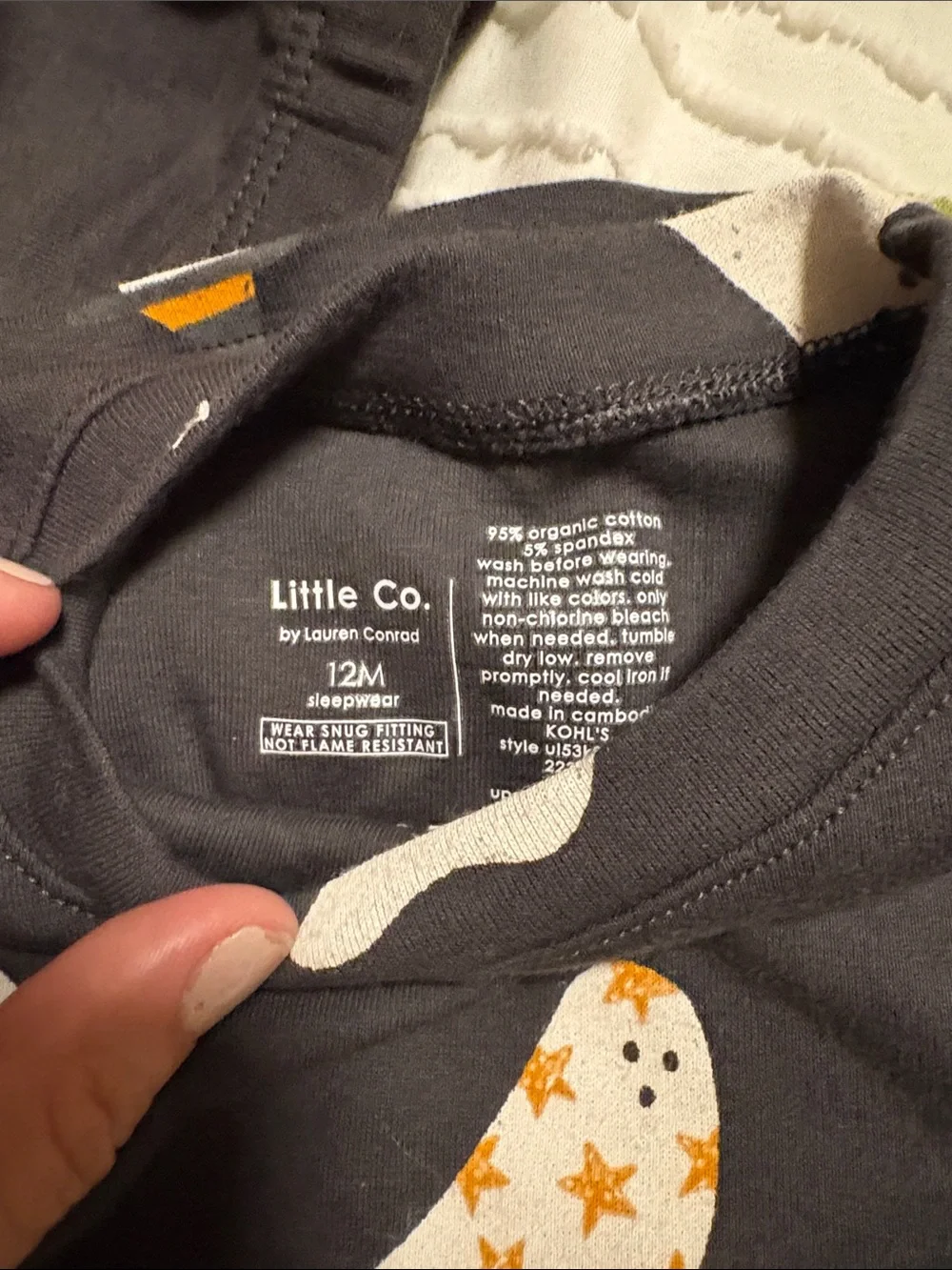 Little Co. Black Ghost Print Kids' Pajama Set